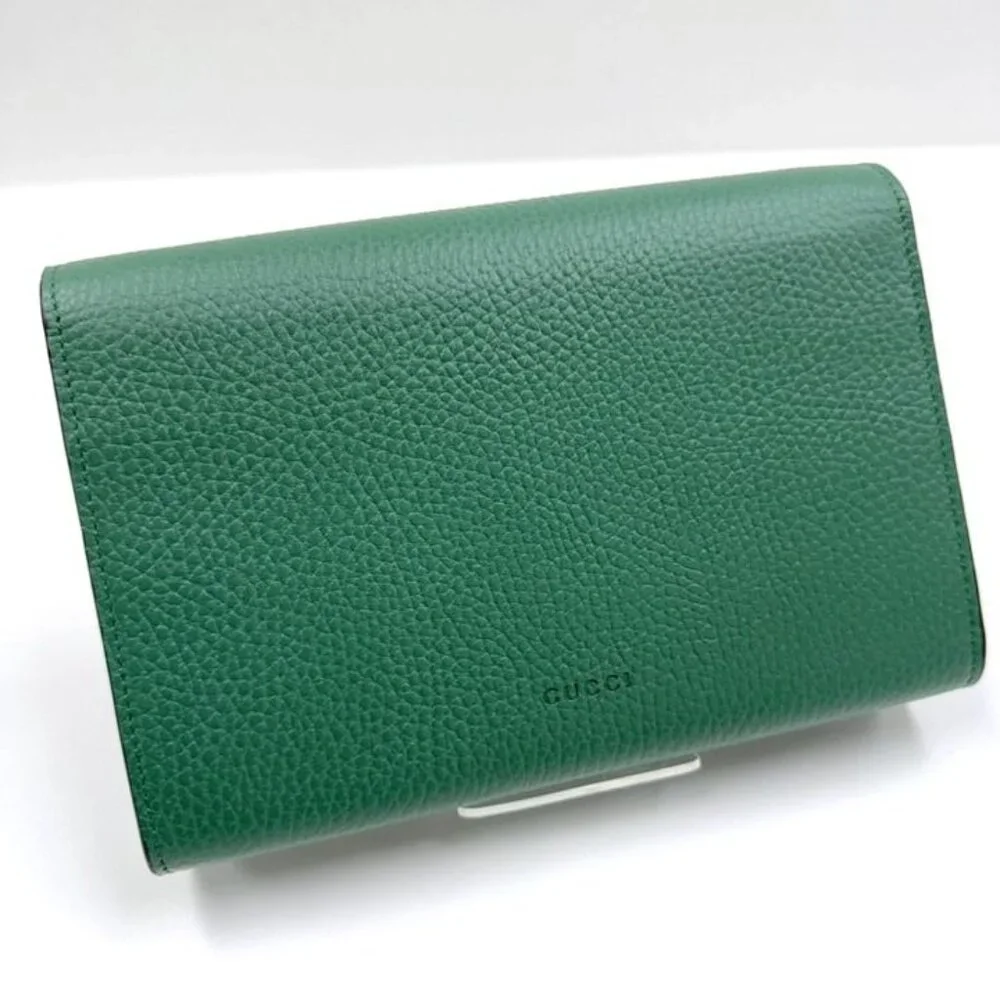 Gucci Dionysus Chain Wallet Leather Green Silver - Picture 2 of 9